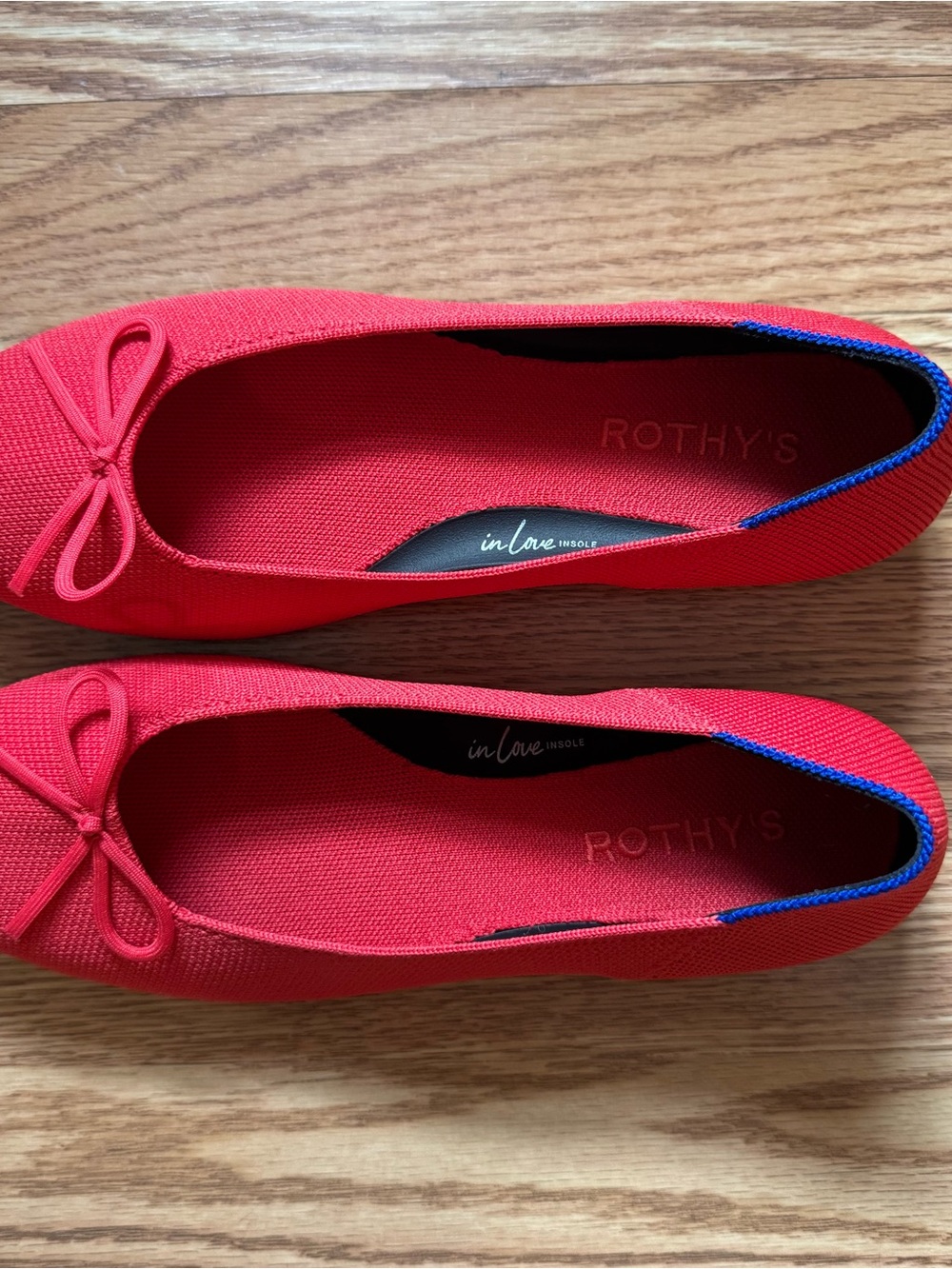 Rothy's Red Ballet Flats with Bow Accent size 7.5